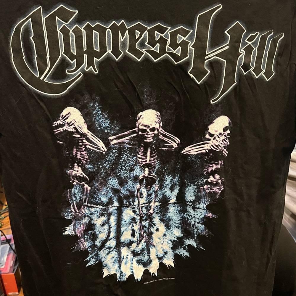 Vintage 1998 Cypress Hill IV Skeletons Band Tee Cotton T-shirt licensed Giant
